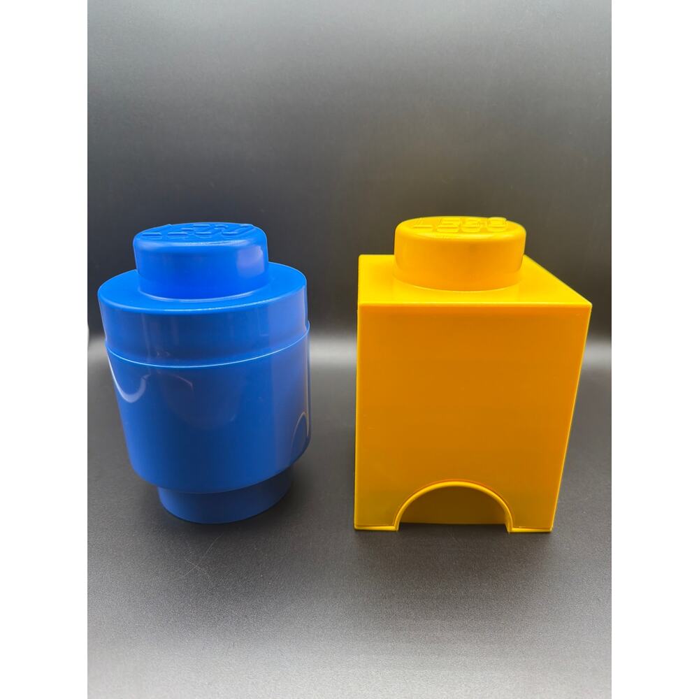 LEGO Storage Brick Containers Blue Stackable Box Lot of 2 Toy Organizer